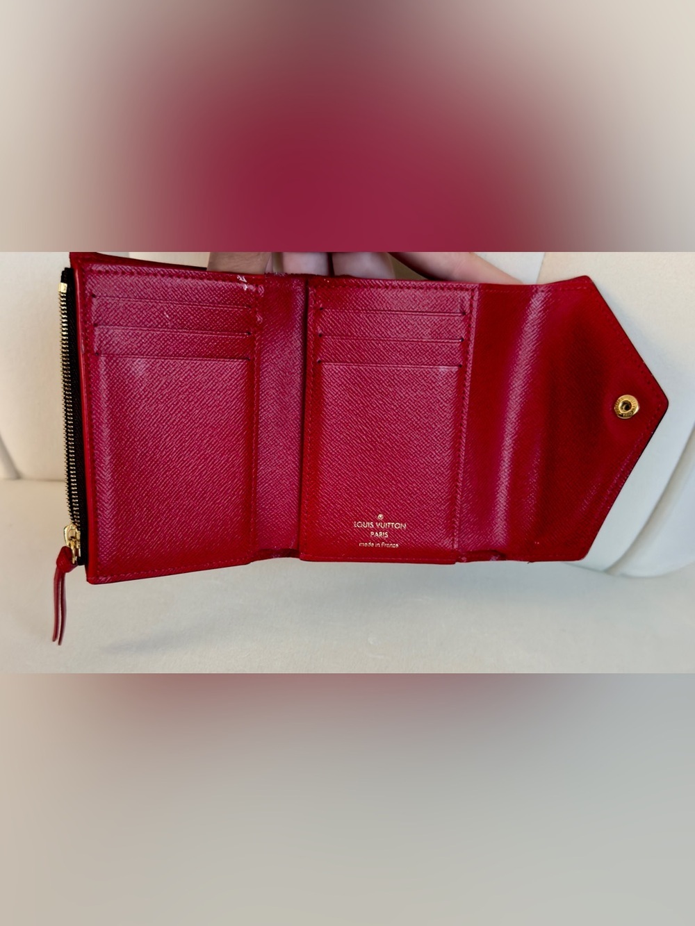 Louis Vuitton Victorine Wallet Damier Ebene Cerise Red RFID 2022 w Box Dust Bag - Picture 7 of 16